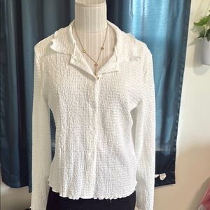 White Textured Women's Top
